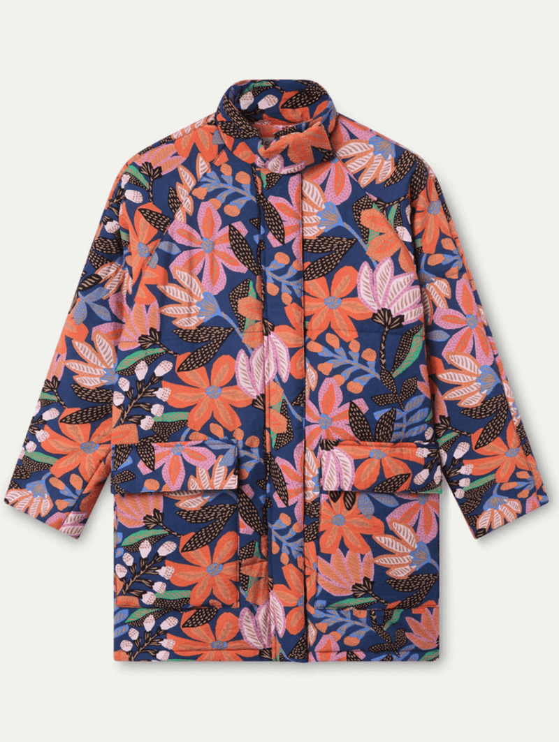 Floral Print Puffer Coat - Flea Boutiques
