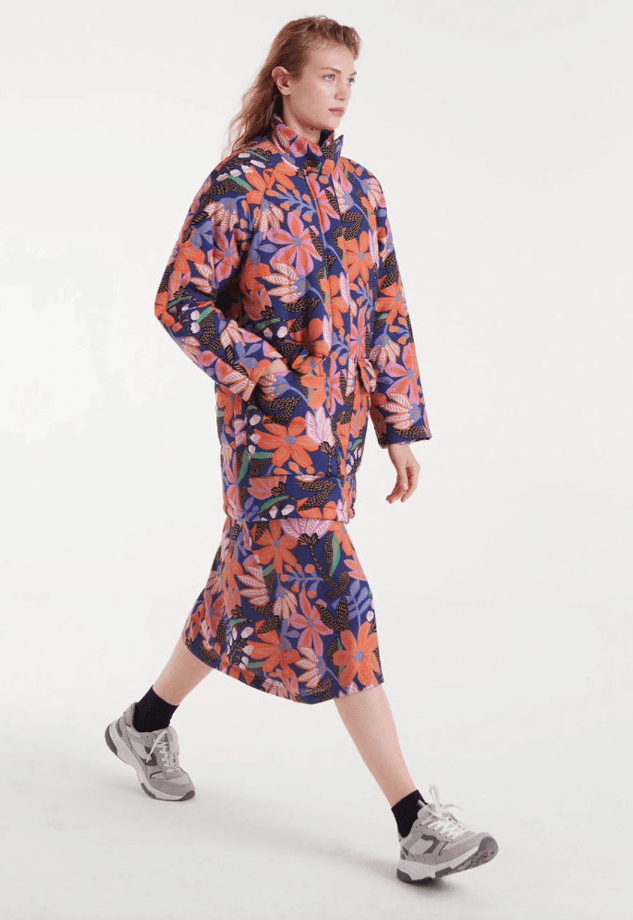Floral Print Puffer Coat - Flea Boutiques