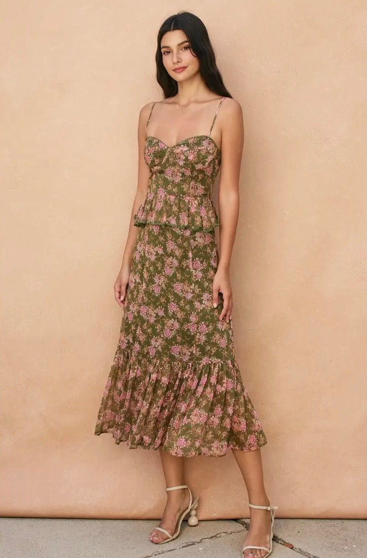Floral Ruffled Layered Dress - Flea Boutiques