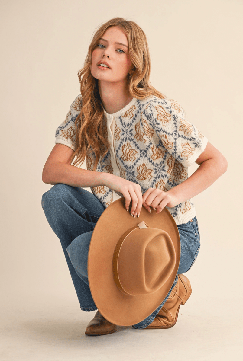 Floral Short Sleeve Cardigan - Flea Boutiques