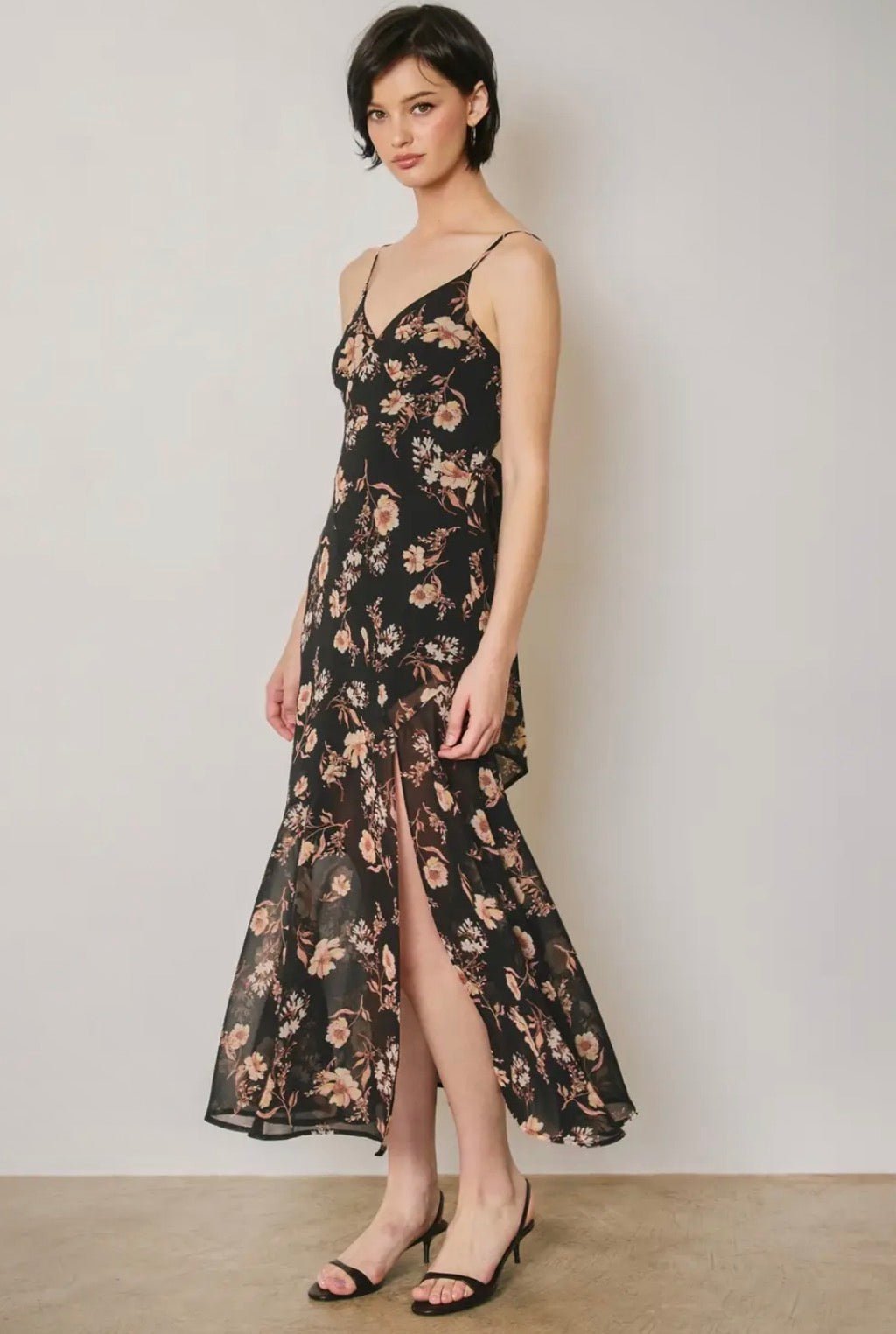 Floral Tie Back Midi Dress - Flea Boutiques