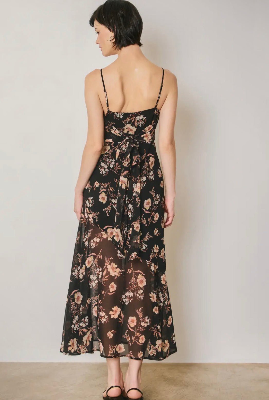Floral Tie Back Midi Dress - Flea Boutiques