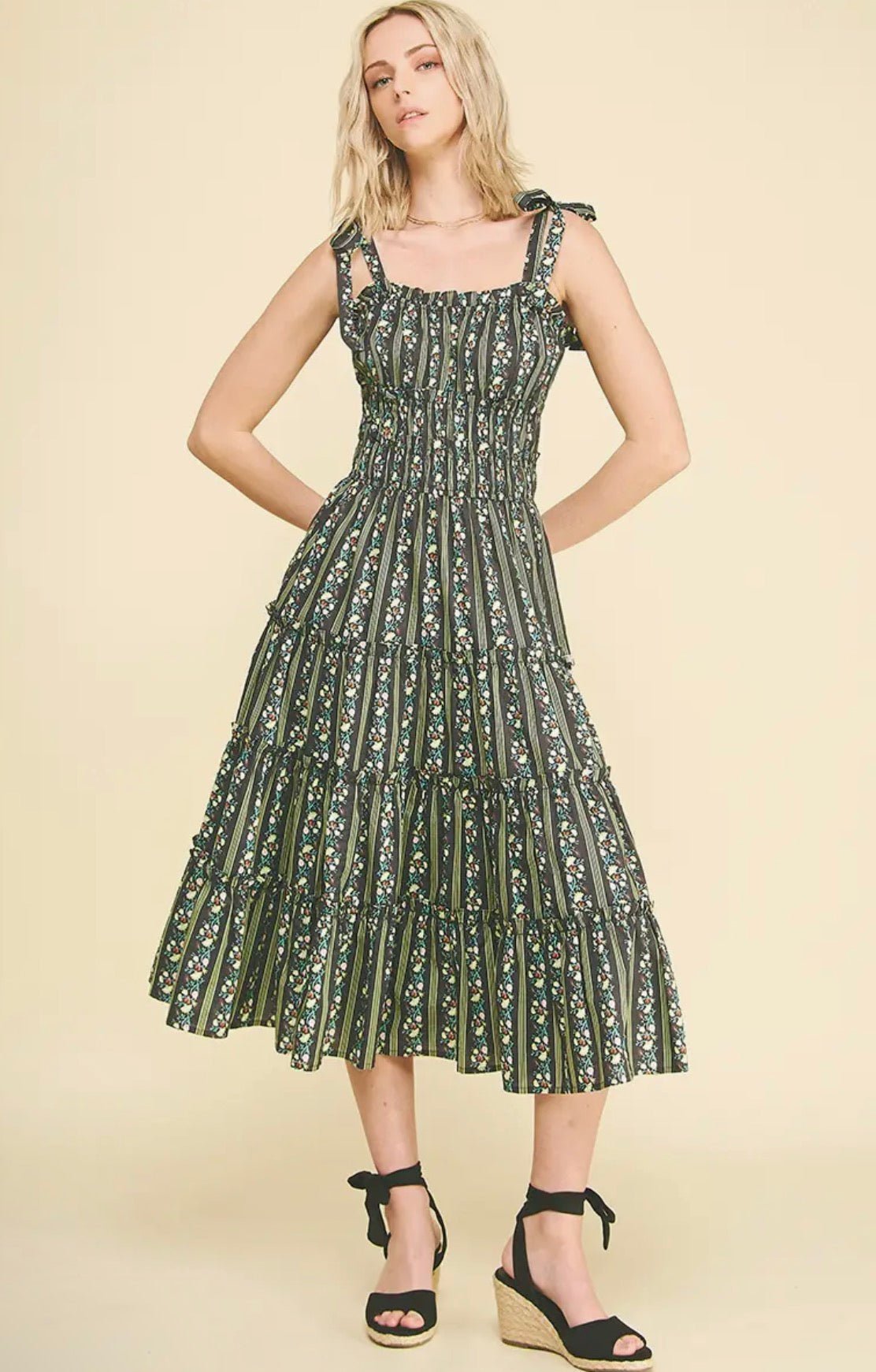 Floral Tiered Midi Dress - Flea Boutiques