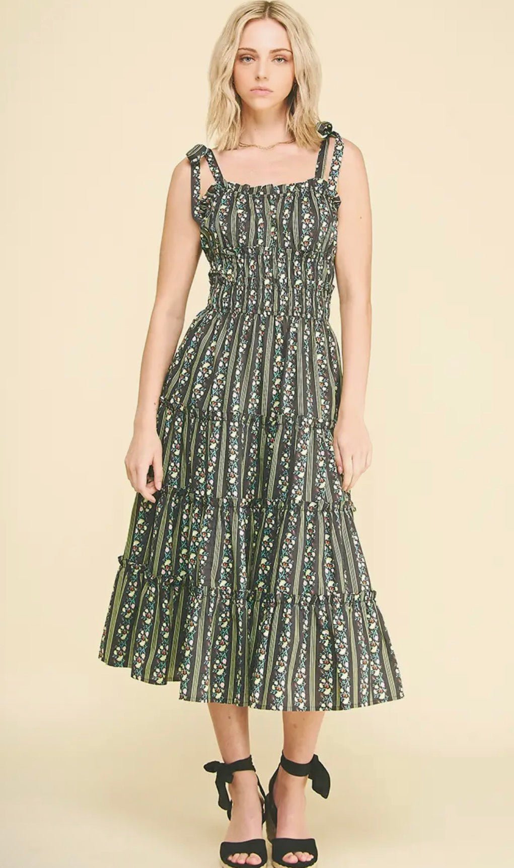 Floral Tiered Midi Dress - Flea Boutiques