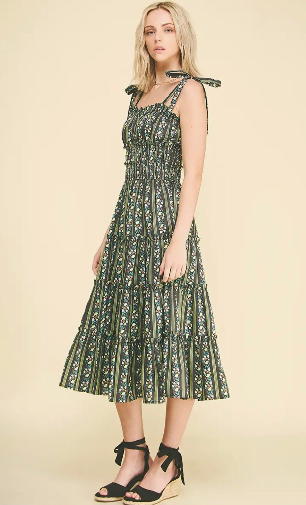 Floral Tiered Midi Dress - Flea Boutiques