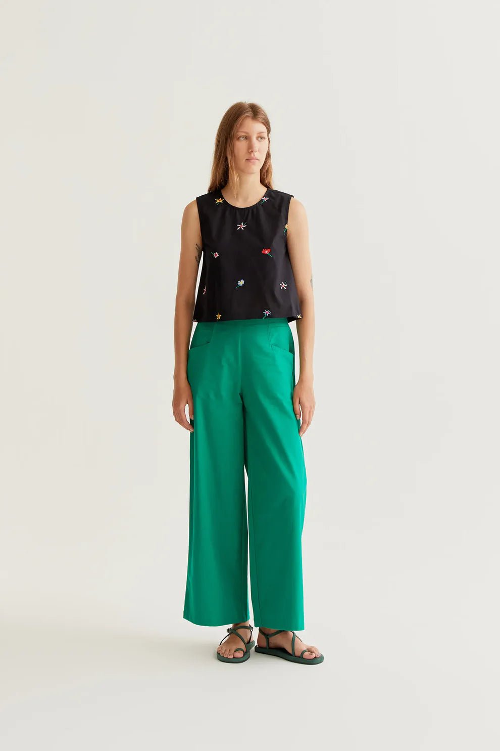 Flower Embroidery Tank - Flea Boutiques