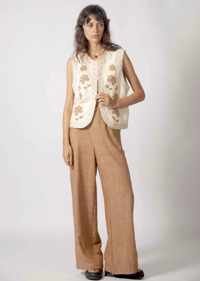 Flower Embroidery Vest - Flea Boutiques