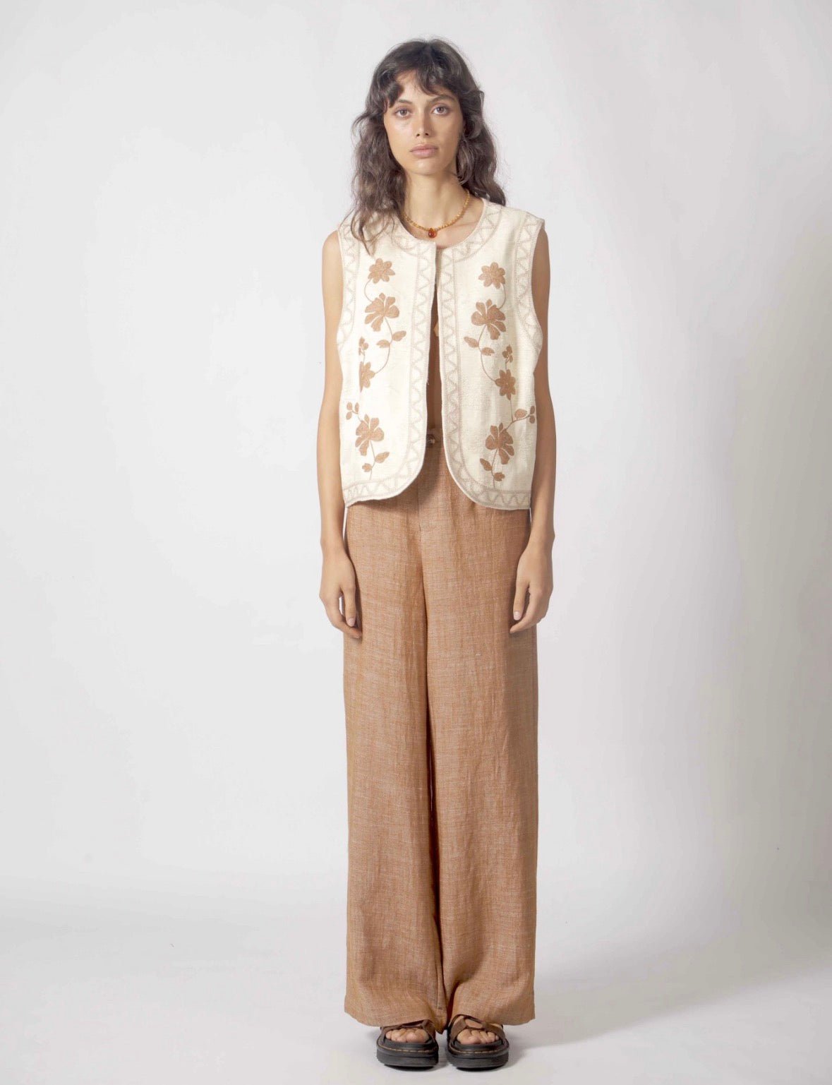 Flower Embroidery Vest - Flea Boutiques