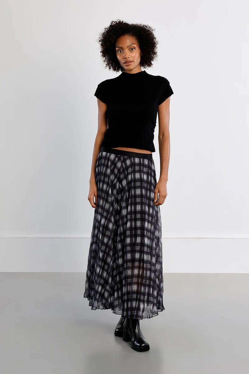 Flowy Plaid Midi Skirt - Flea Boutiques