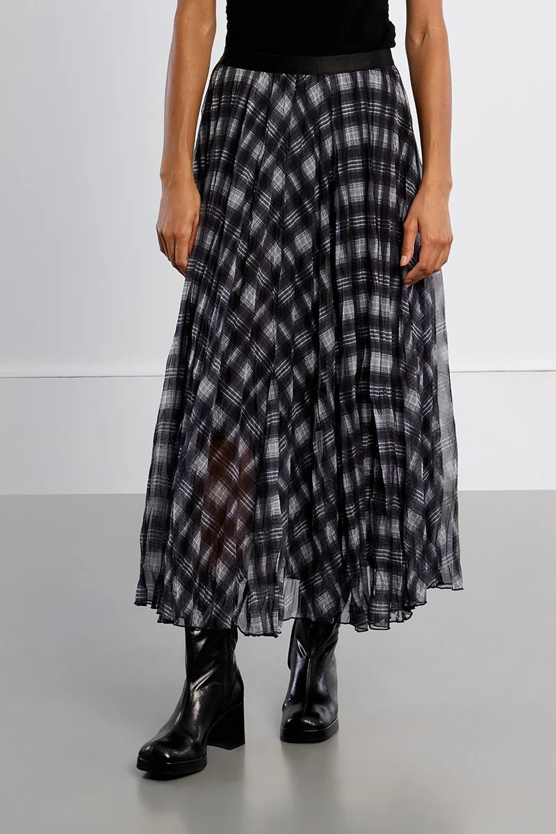 Flowy Plaid Midi Skirt - Flea Boutiques