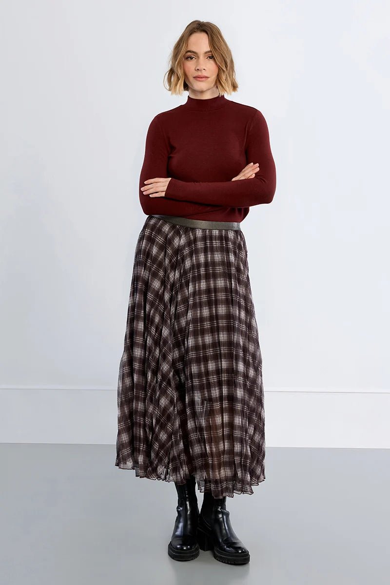 Flowy Plaid Midi Skirt - Flea Boutiques