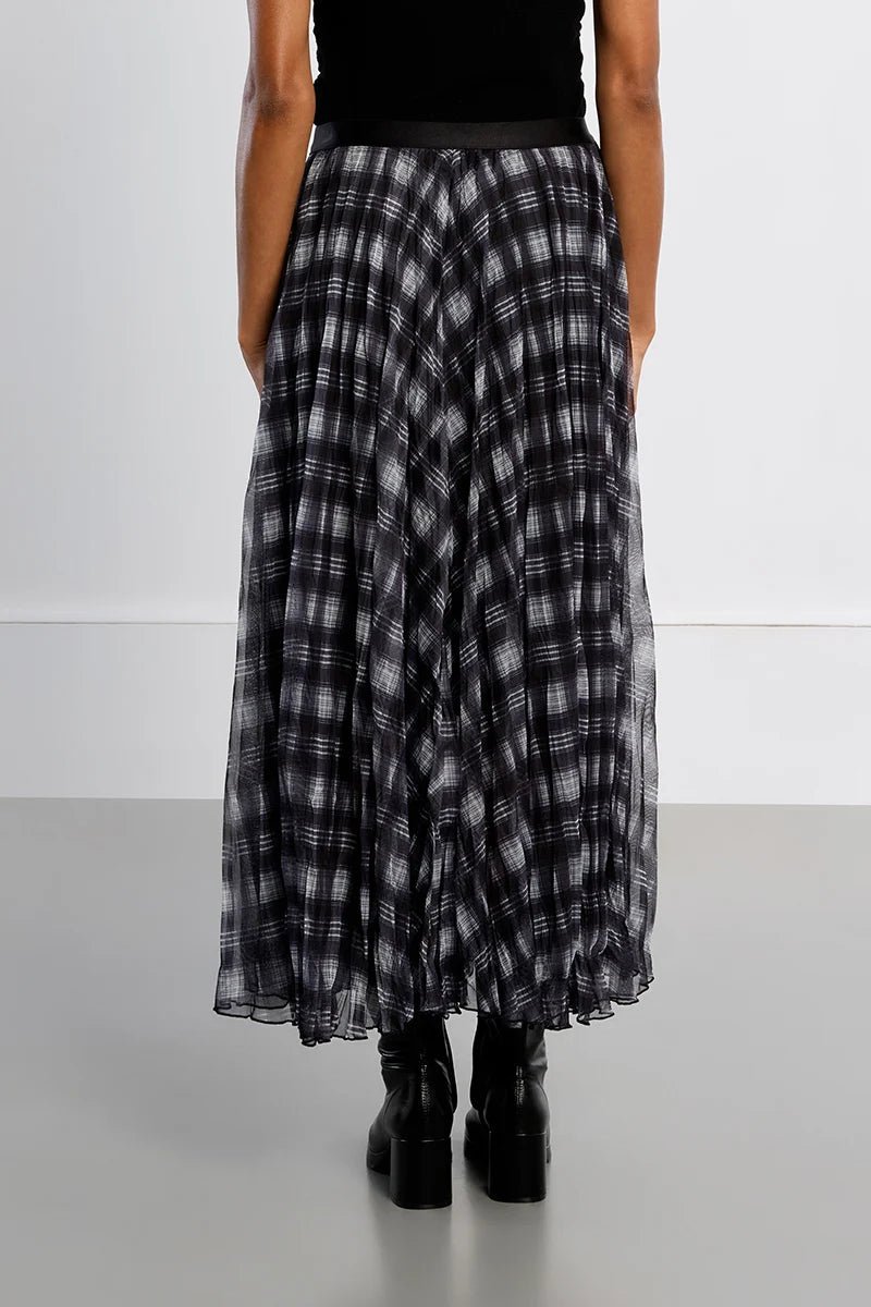 Flowy Plaid Midi Skirt - Flea Boutiques