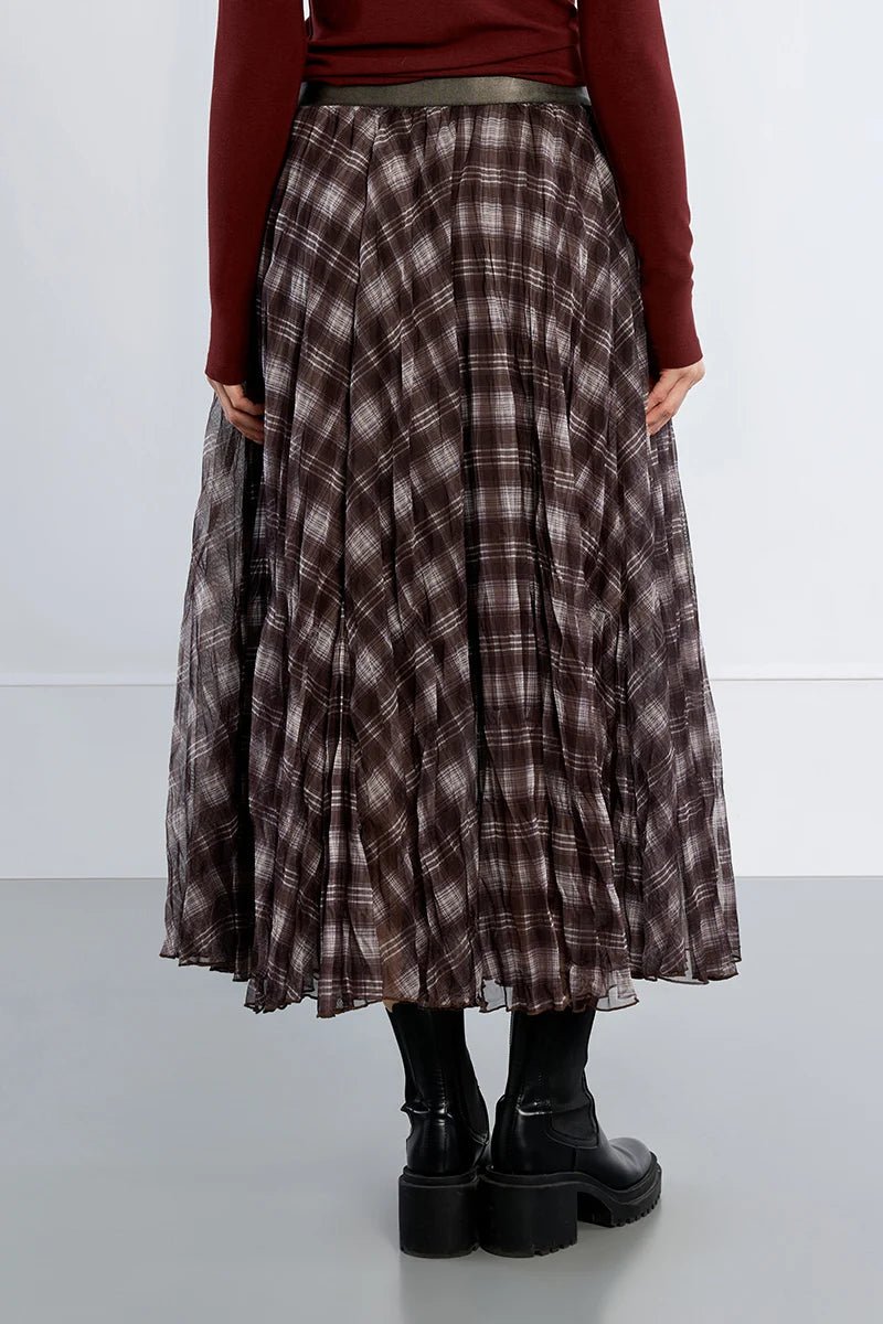 Flowy Plaid Midi Skirt - Flea Boutiques