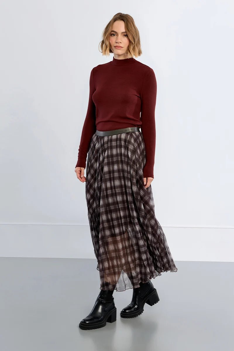 Flowy Plaid Midi Skirt - Flea Boutiques