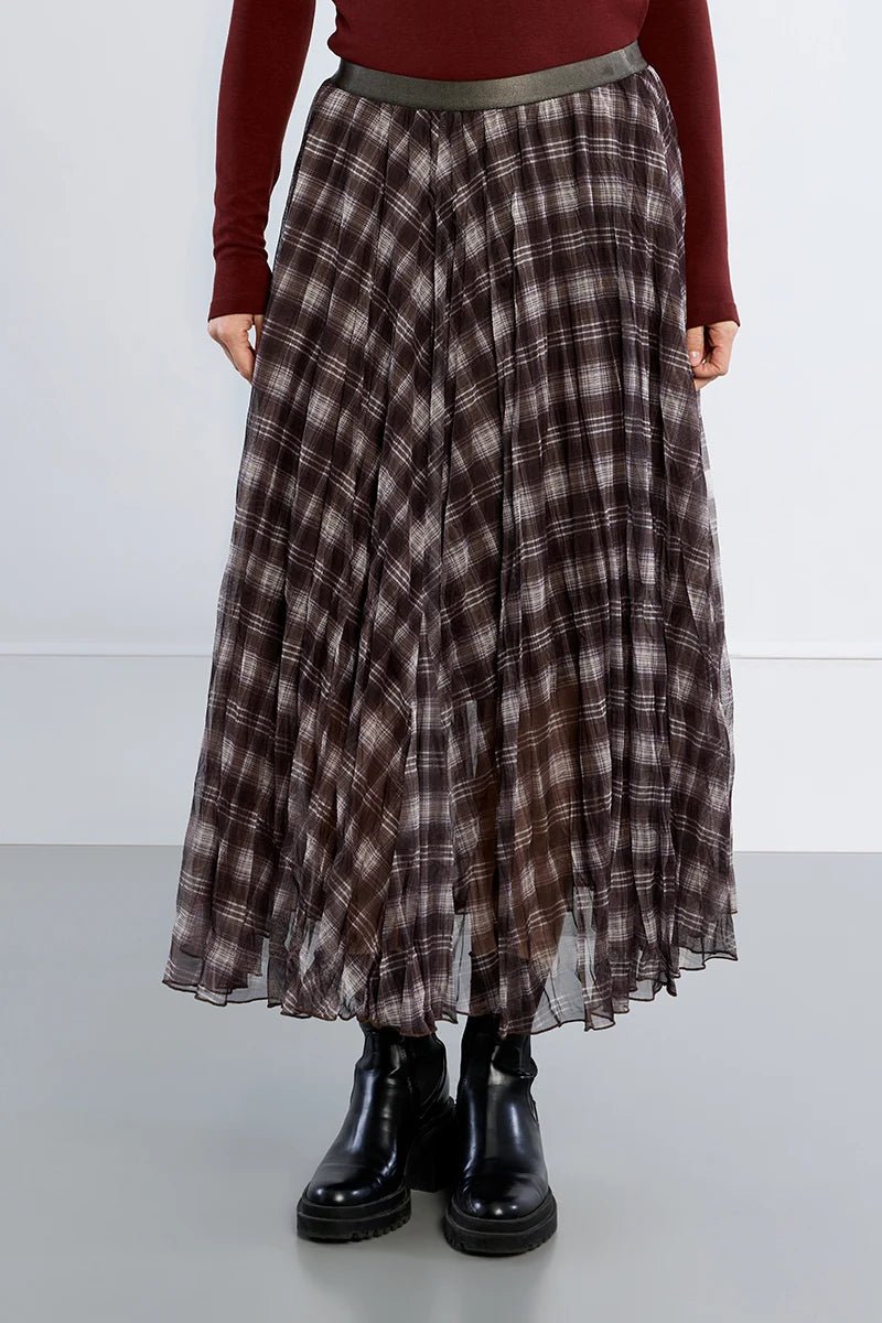 Flowy Plaid Midi Skirt - Flea Boutiques