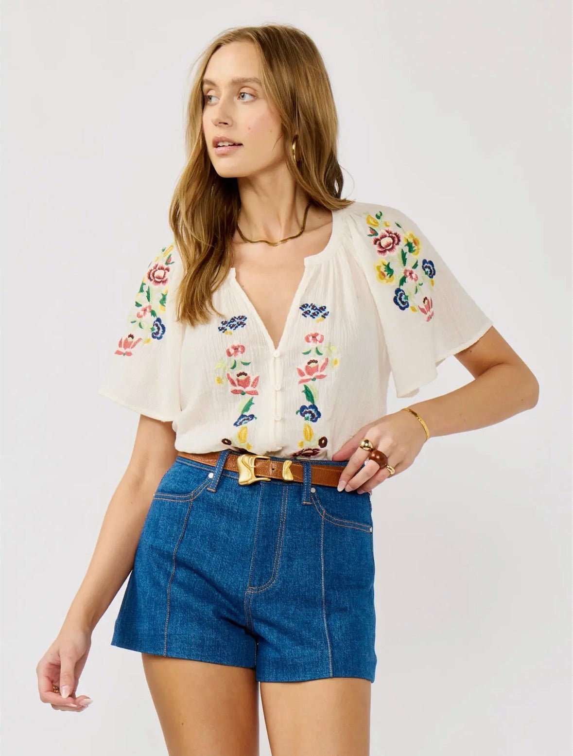 Flutter Sleeve Button Down Top - Flea Boutiques