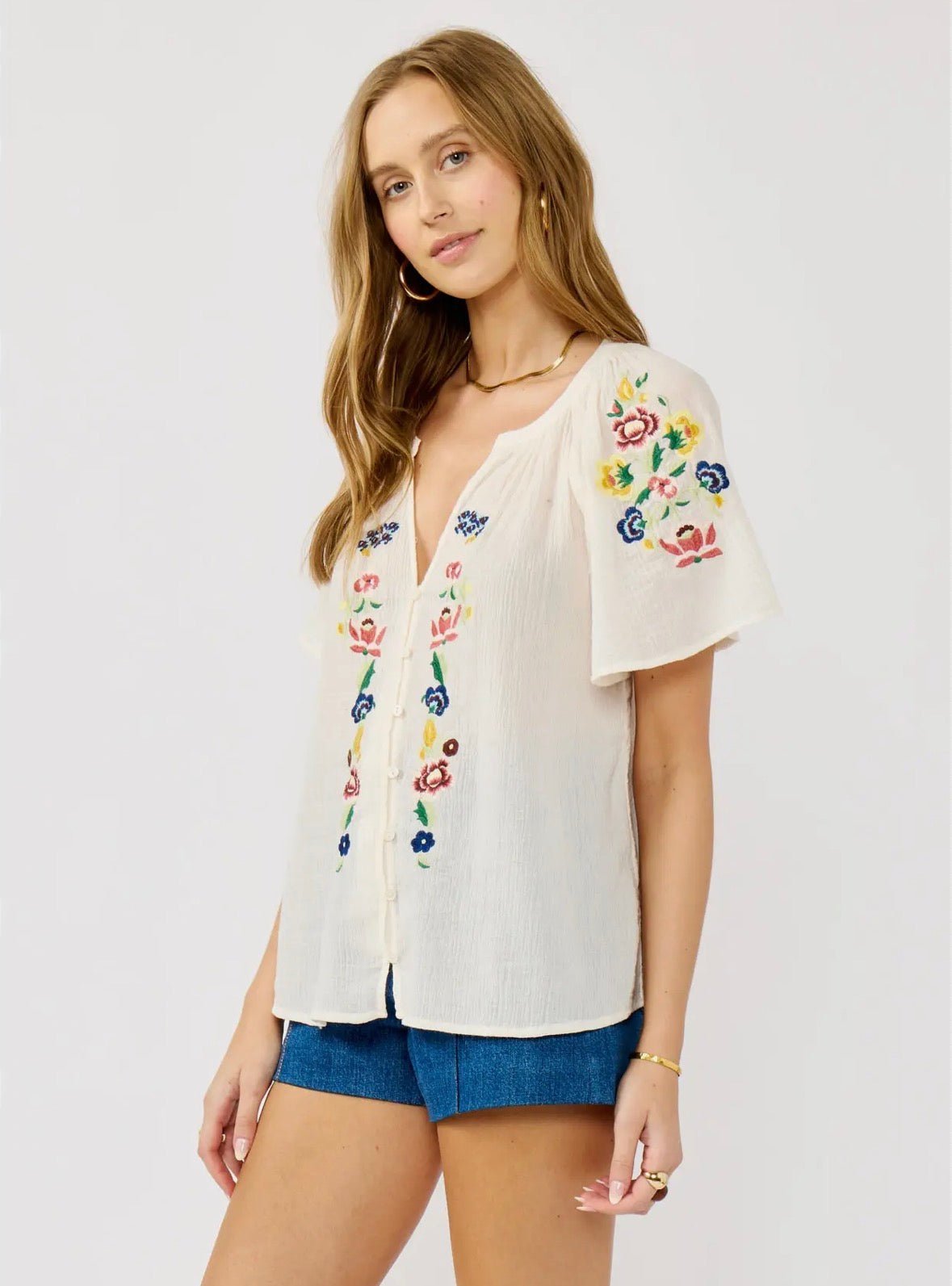 Flutter Sleeve Button Down Top - Flea Boutiques