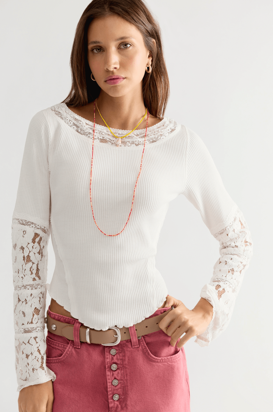 Free People Amber Lace Cuff Top - Flea Boutiques