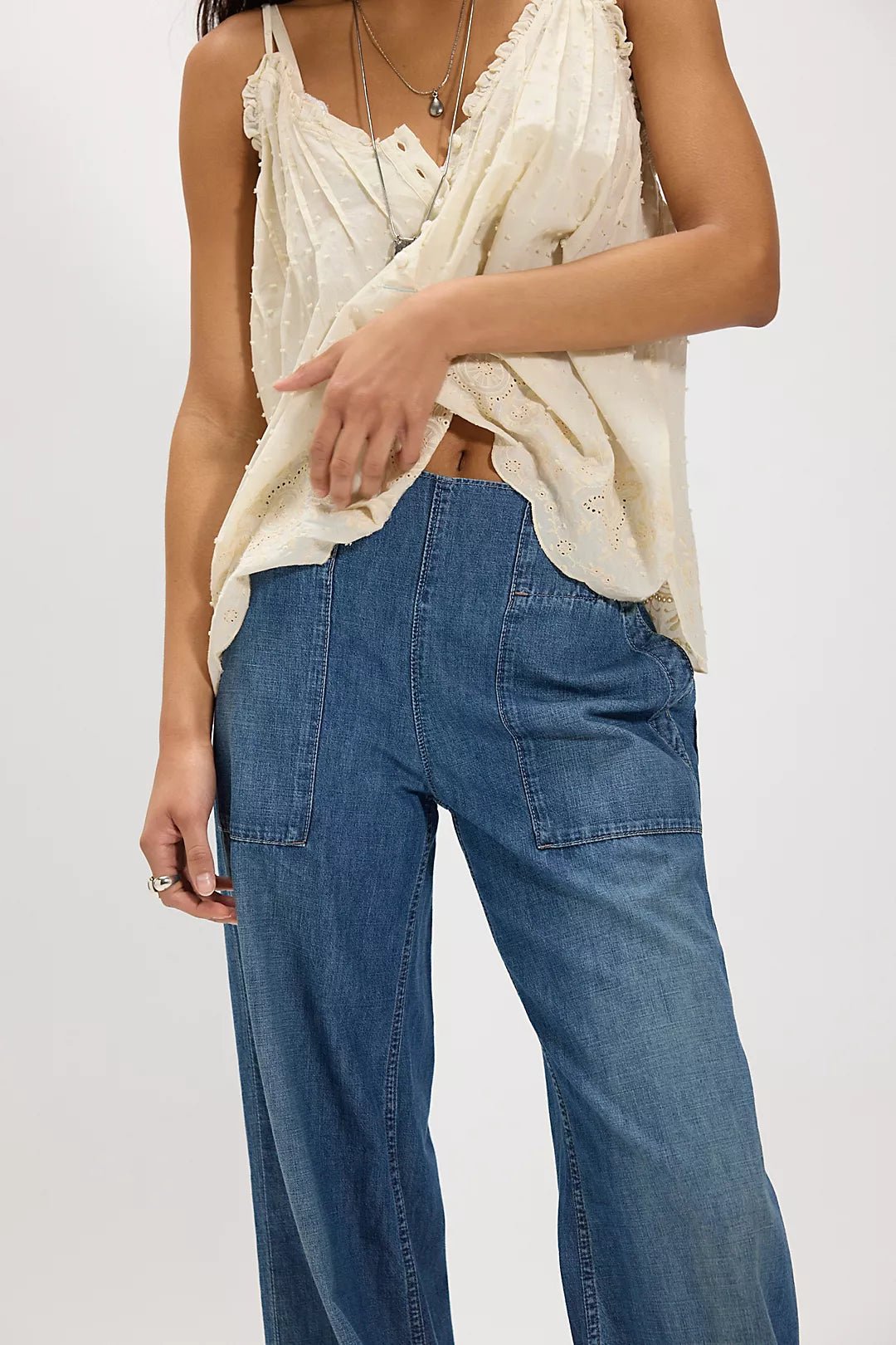 Free People Breezy Denim Pull On Pants - Flea Boutiques