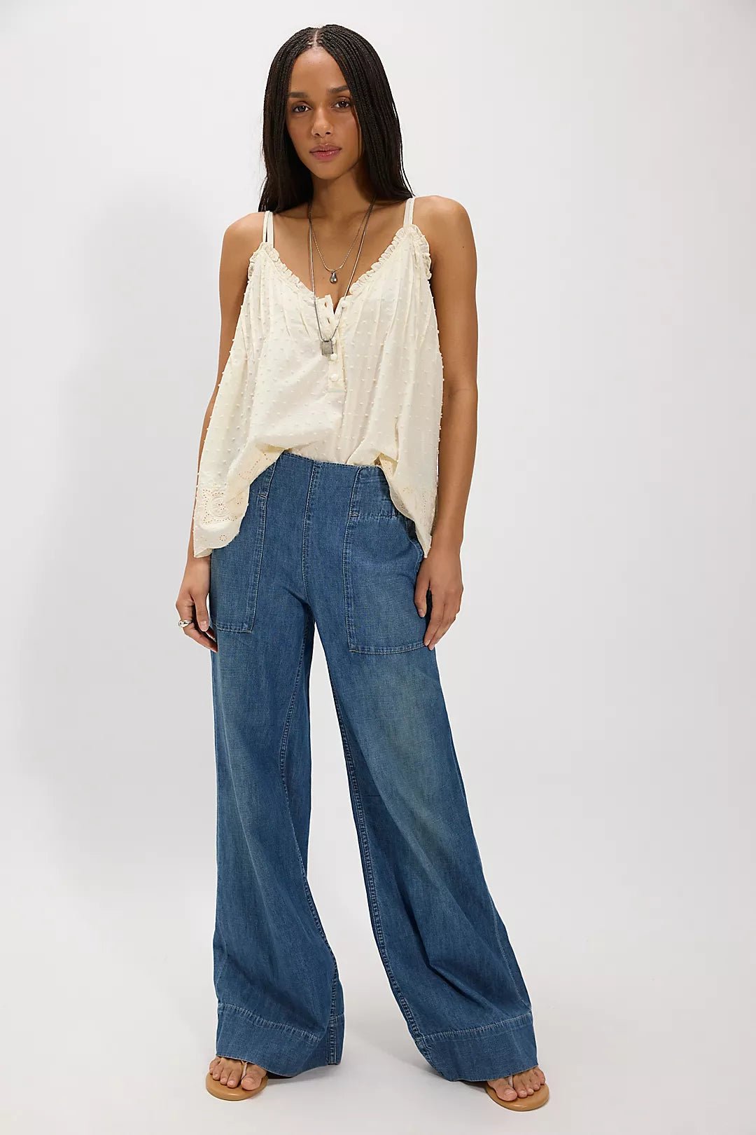 Free People Breezy Denim Pull On Pants - Flea Boutiques