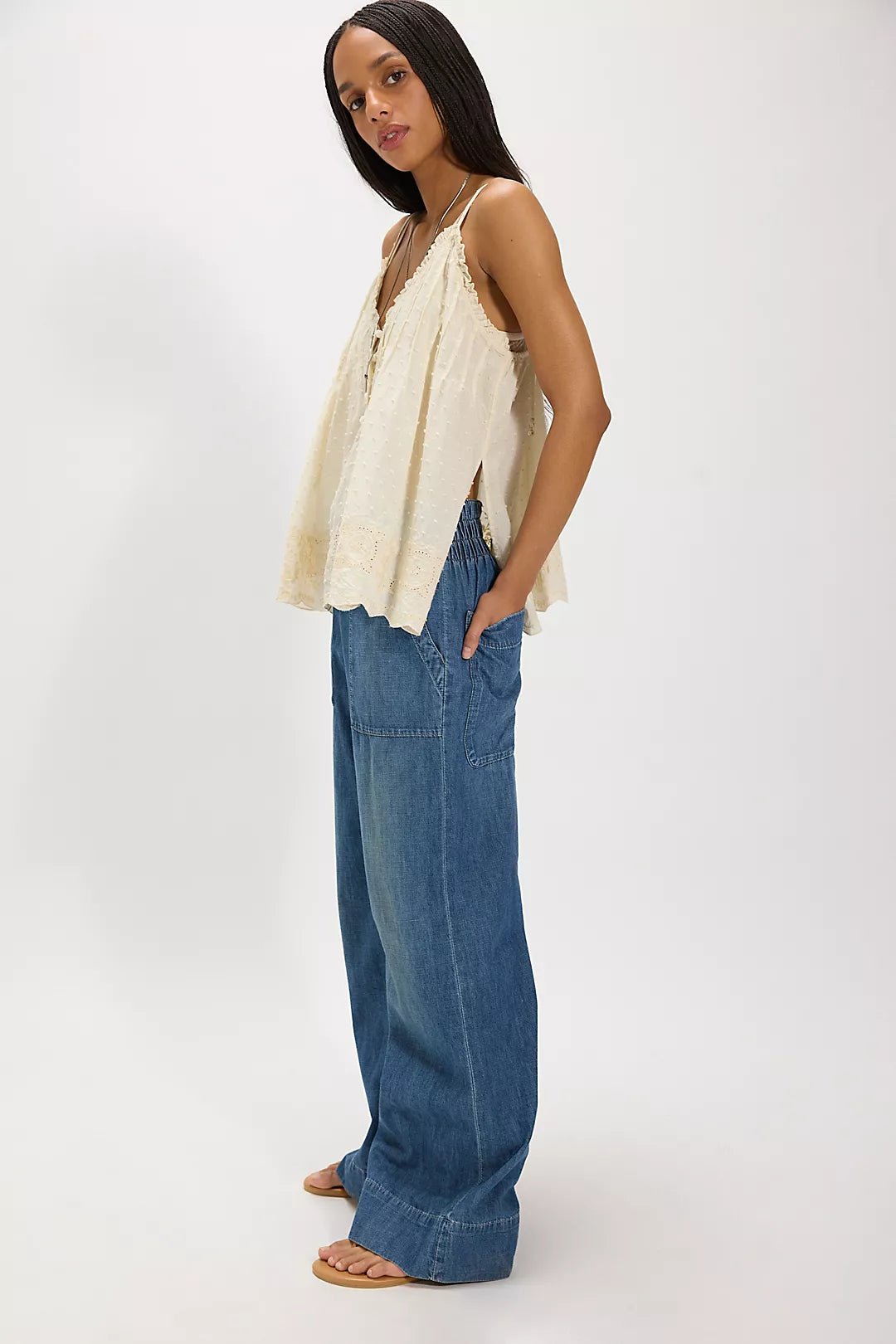 Free People Breezy Denim Pull On Pants - Flea Boutiques