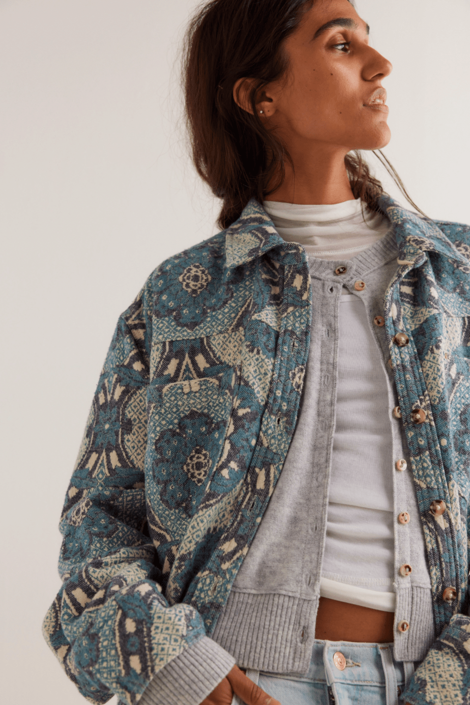 Free People Brick Lane Jacquard Coat - Flea Boutiques