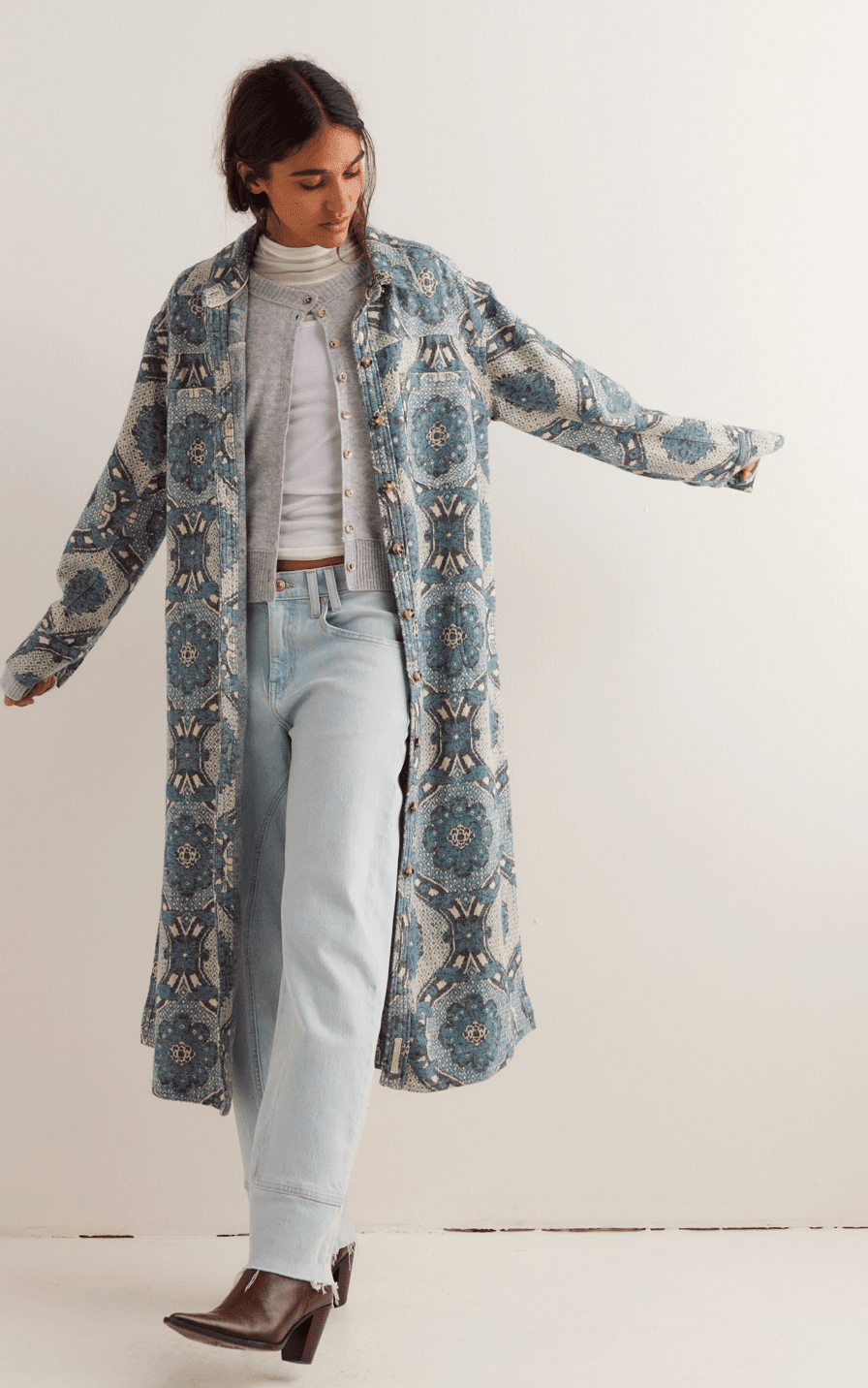 Free People Brick Lane Jacquard Coat - Flea Boutiques