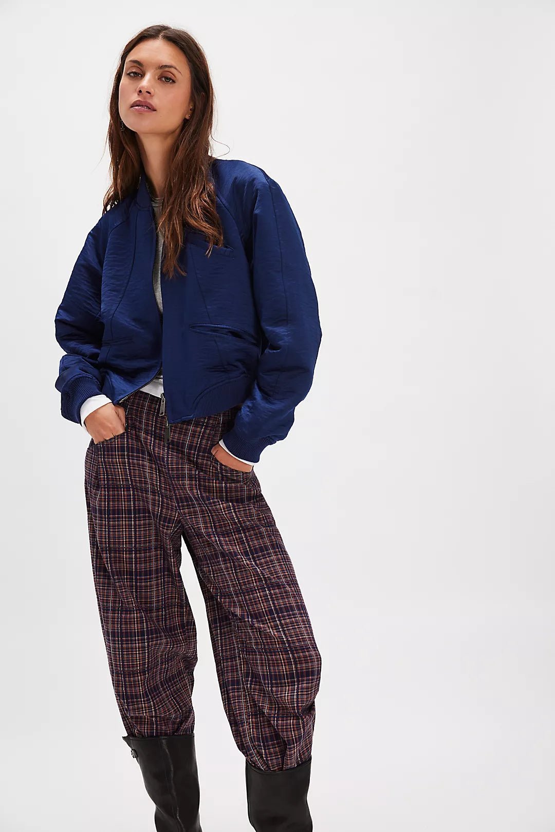 Free People Ellie Satin Bomber - Flea Boutiques