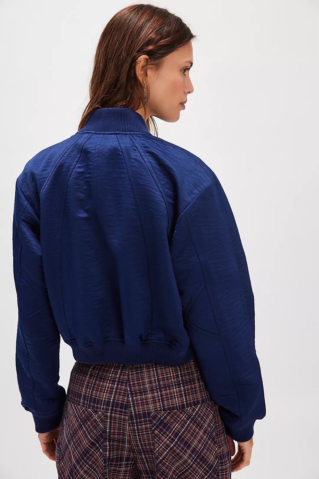 Free People Ellie Satin Bomber - Flea Boutiques