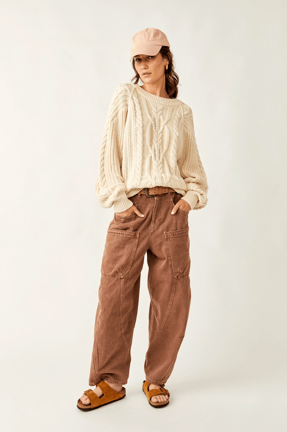 Free People Frankie Cable Striped Pullover - Flea Boutiques