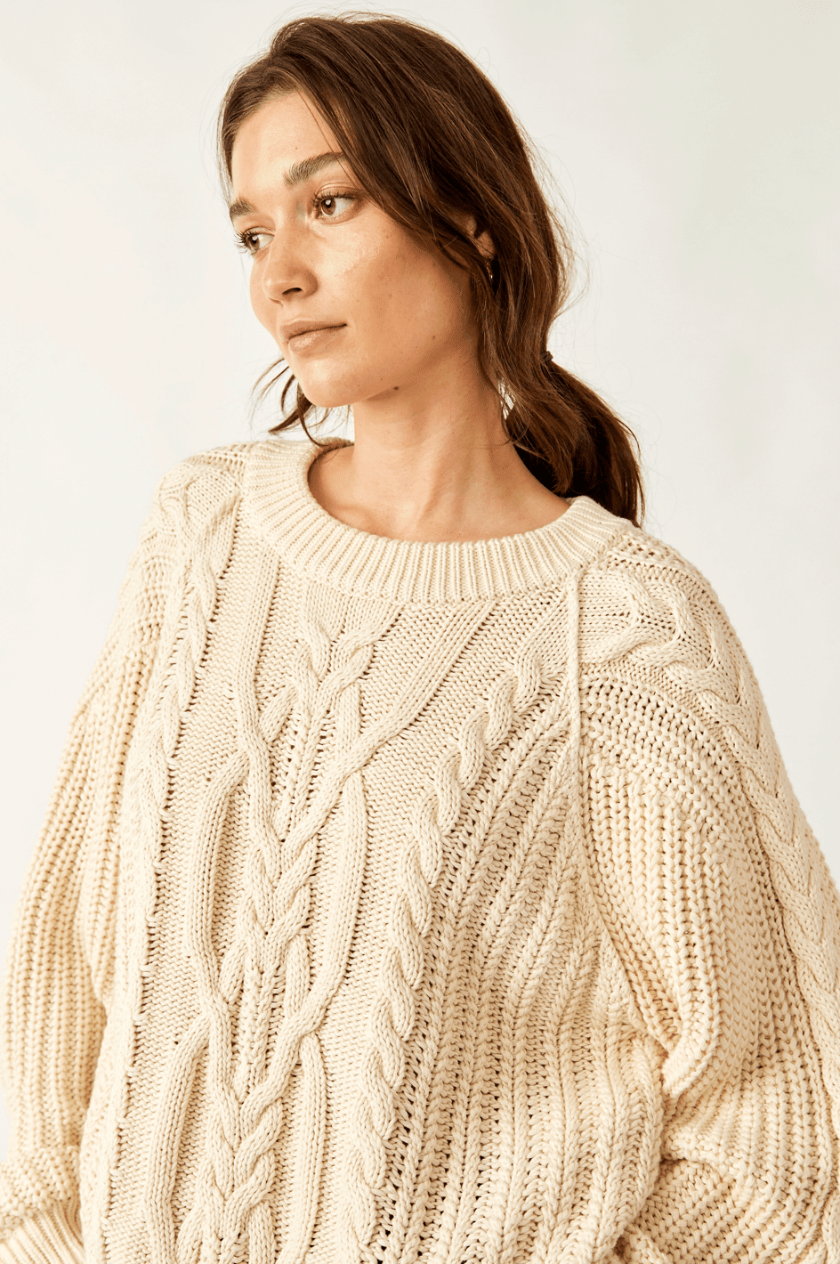 Free People Frankie Cable Striped Pullover