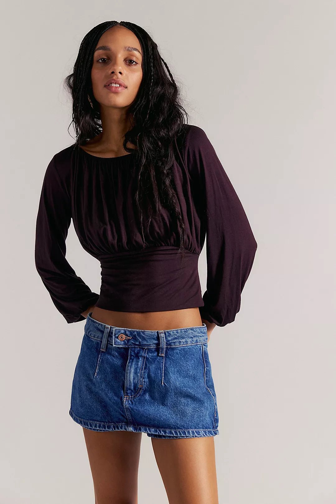 Free People Galivanting Denim Skort - Flea Boutiques