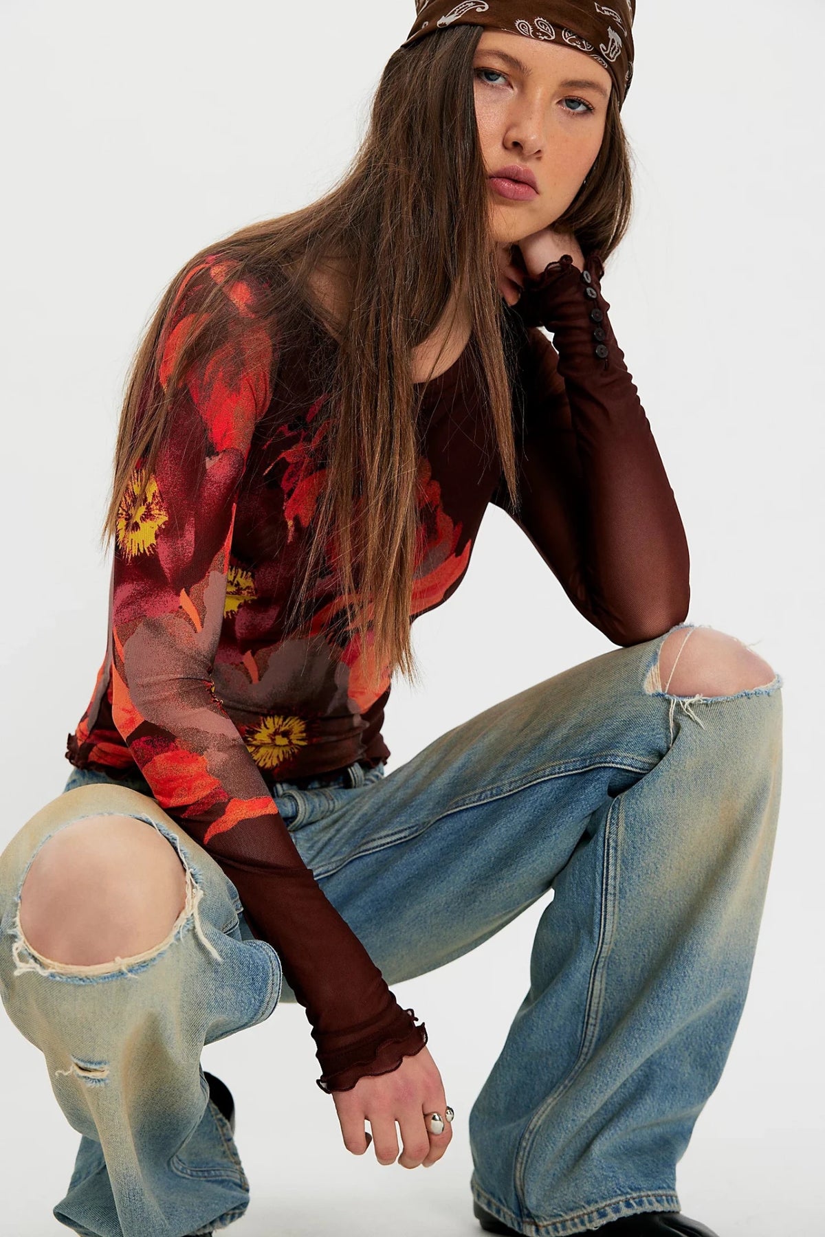 Free People Lilly Printed Longsleeve - Flea Boutiques