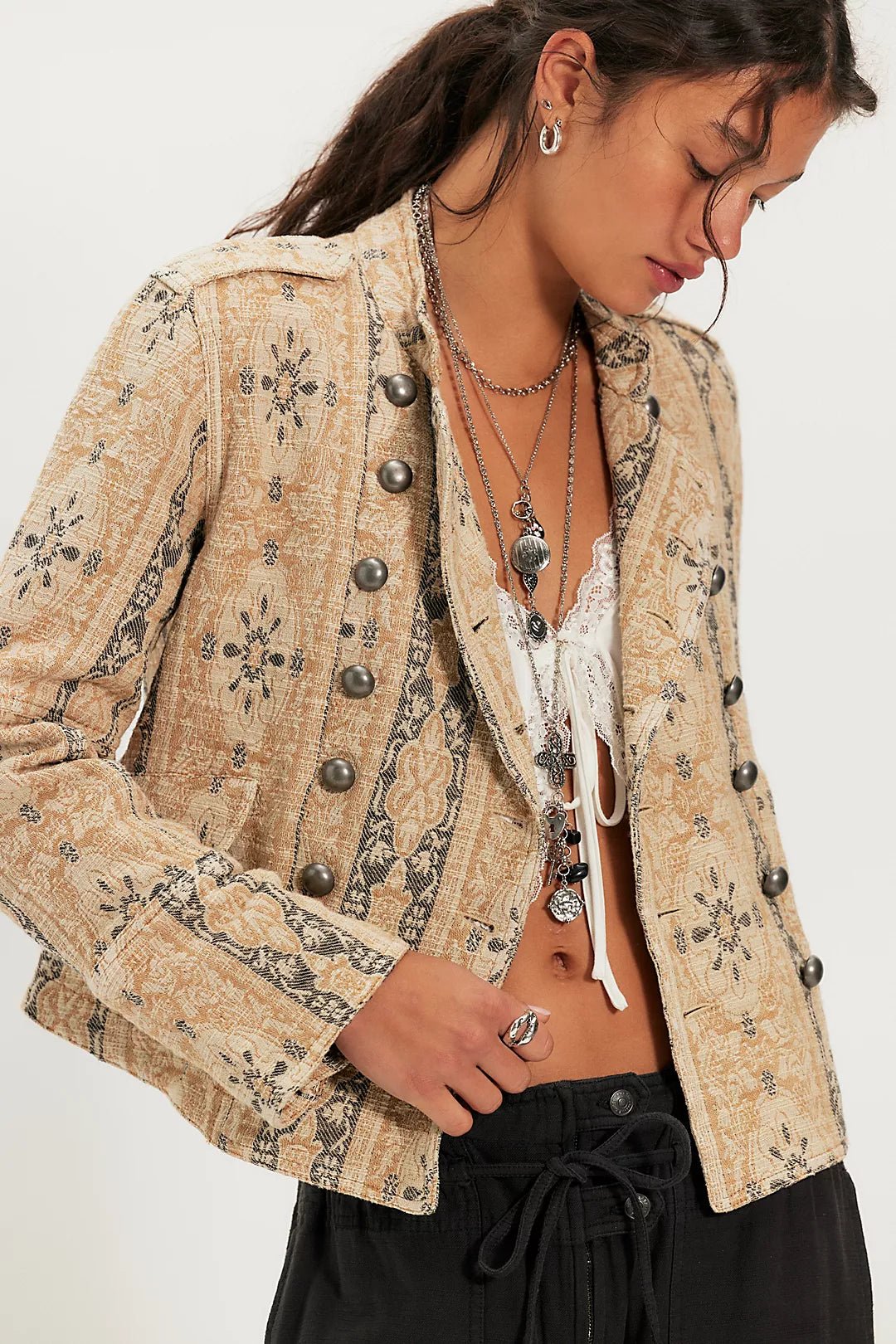 Free People Lotty Jacquard Jacket - Flea Boutiques