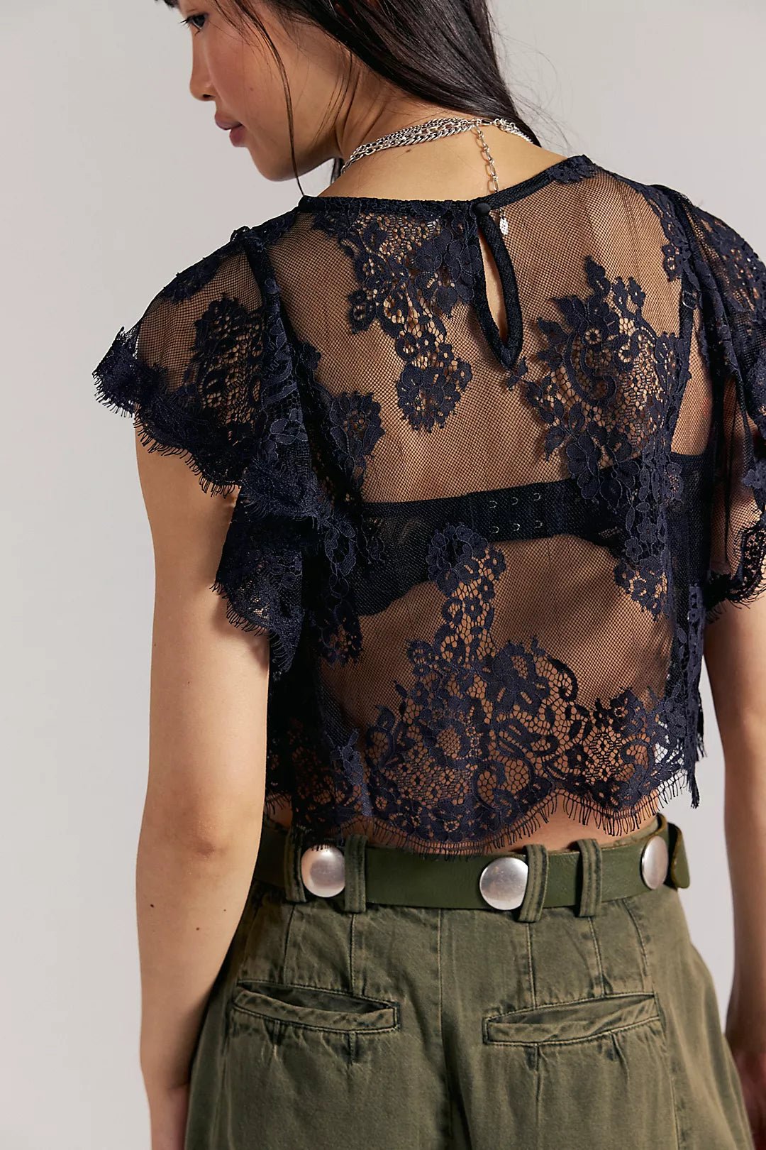 Free People Lunar Ash Lace Top - Flea Boutiques
