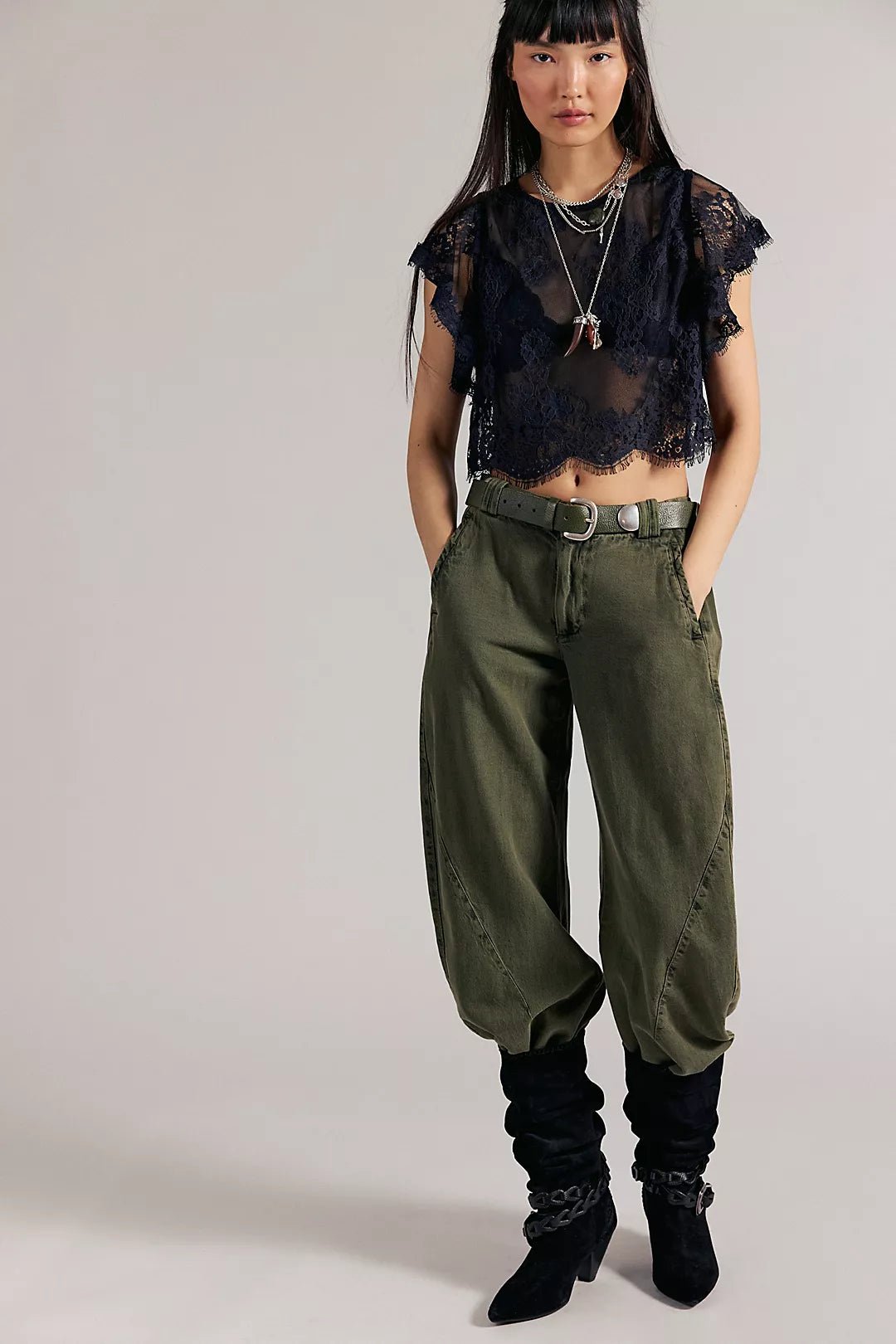 Free People Lunar Ash Lace Top - Flea Boutiques