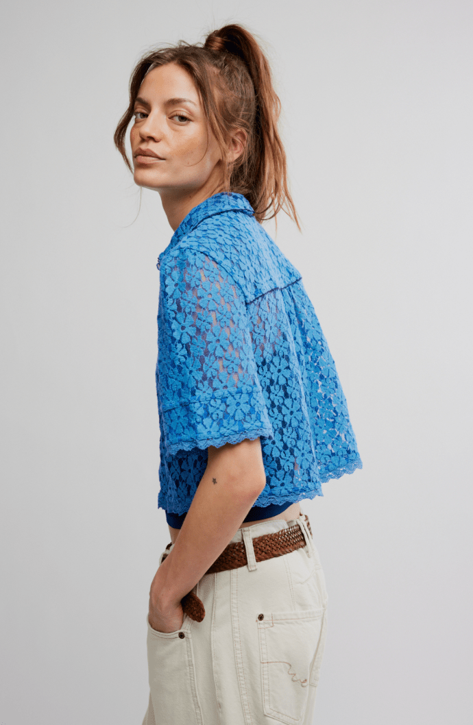 Free People Mannie Lace Buttondown - Flea Boutiques