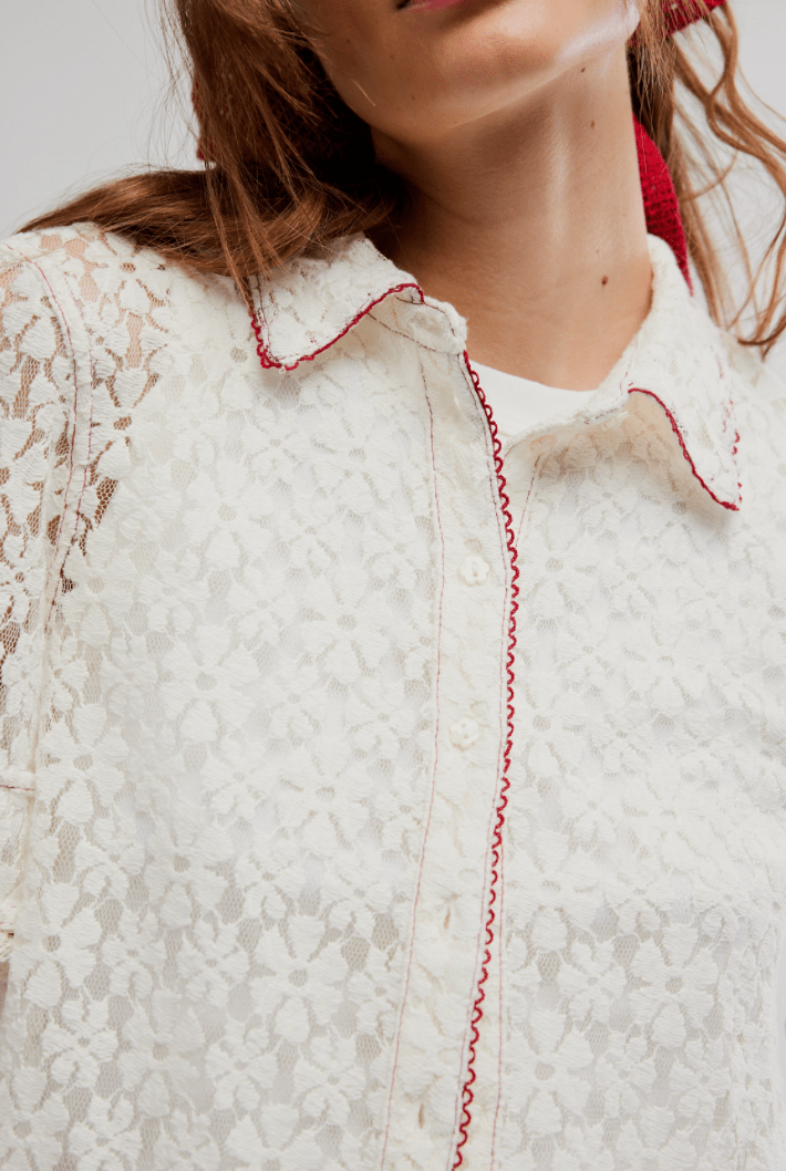 Free People Mannie Lace Buttondown - Flea Boutiques