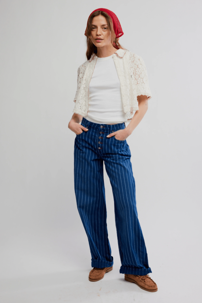 Free People Mannie Lace Buttondown - Flea Boutiques