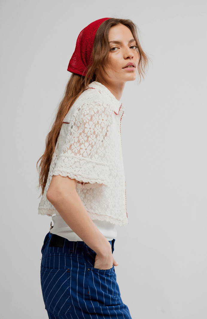 Free People Mannie Lace Buttondown - Flea Boutiques