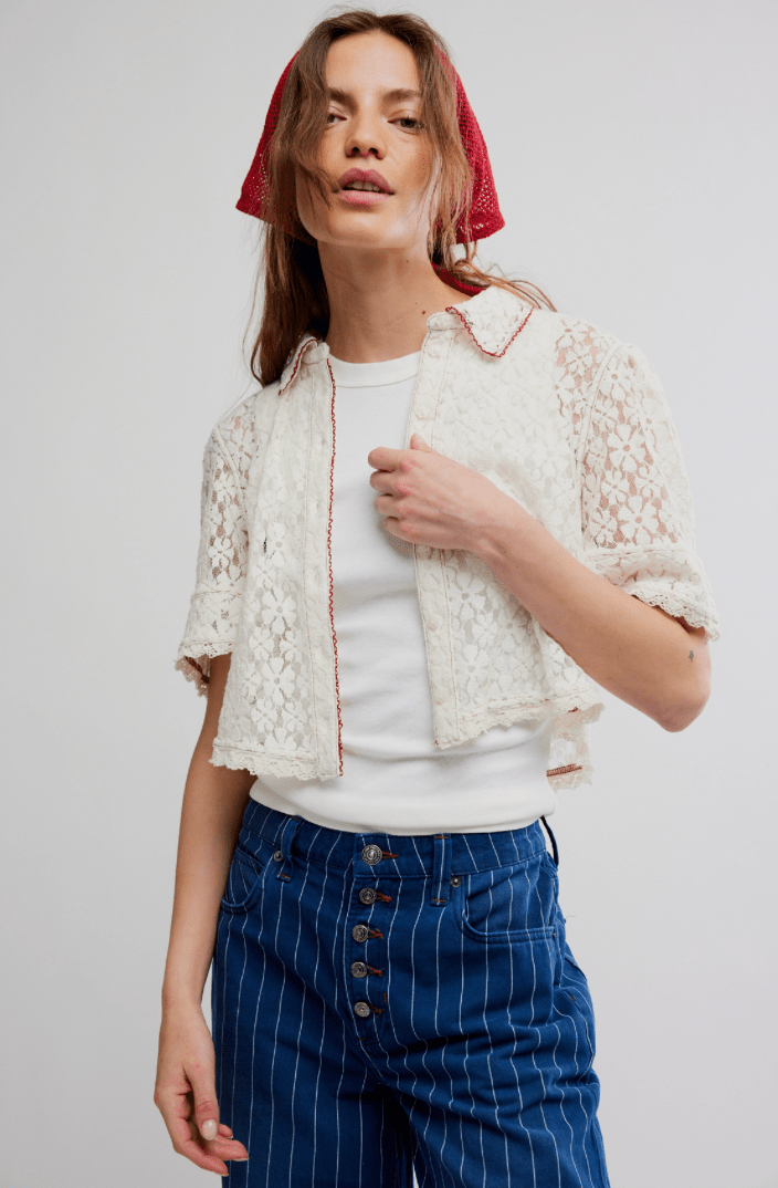 Free People Mannie Lace Buttondown - Flea Boutiques