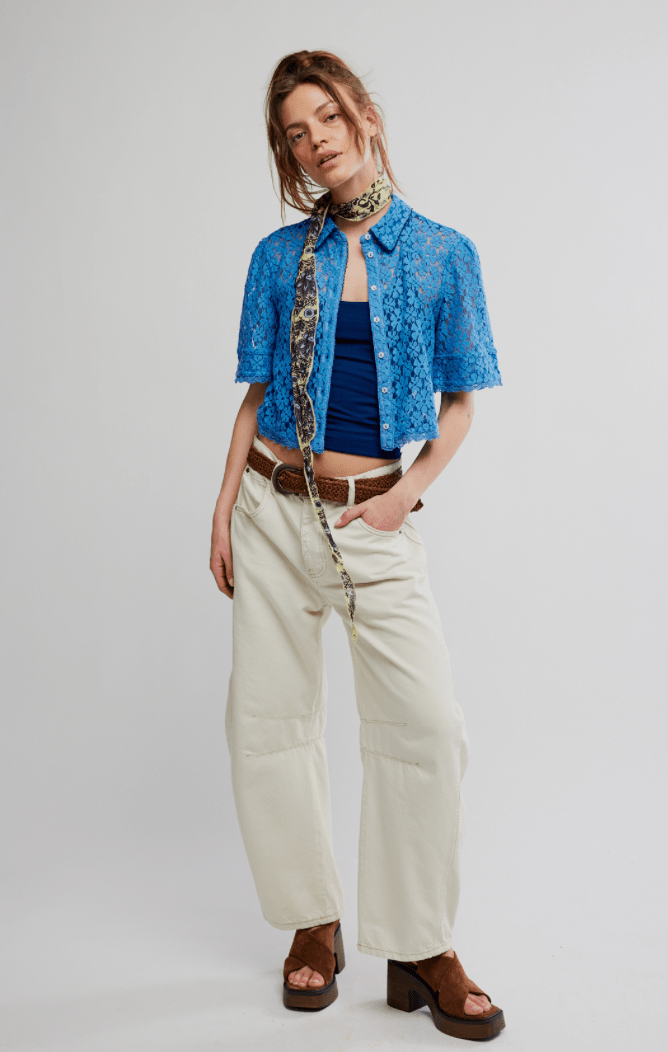 Free People Mannie Lace Buttondown - Flea Boutiques