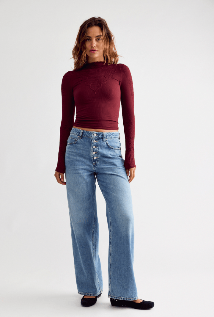 Free People Mixed Feelings Mock Neck Top - Flea Boutiques