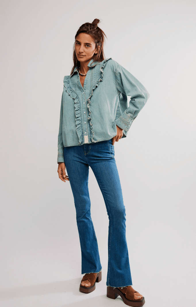 Free People Tattered & Ruffled Top - Flea Boutiques