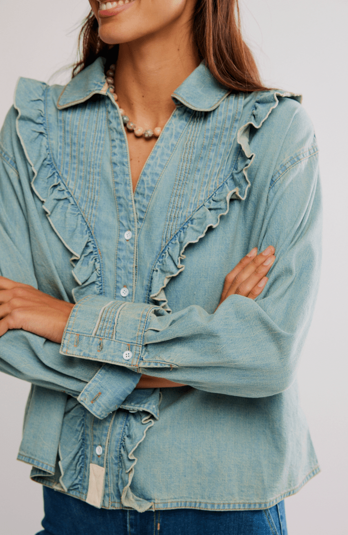 Free People Tattered & Ruffled Top - Flea Boutiques