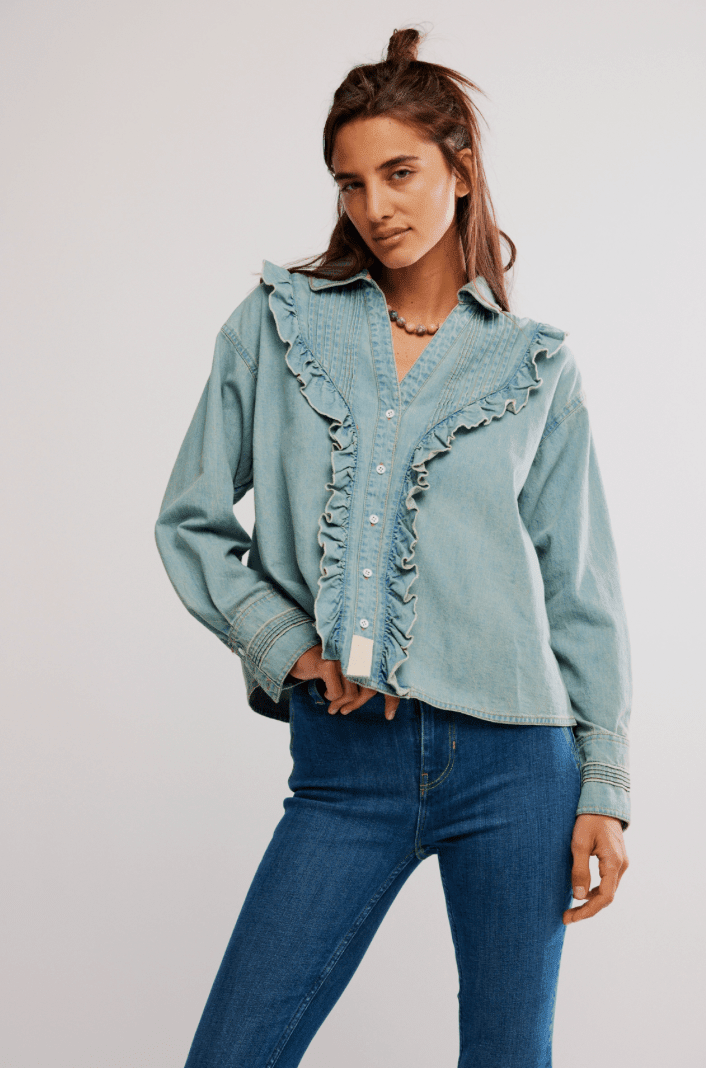 Free People Tattered & Ruffled Top - Flea Boutiques