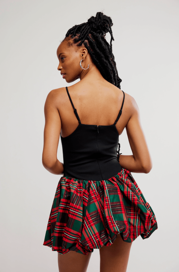 Free People Tinsel Kiss Plaid Mini Dress - Flea Boutiques