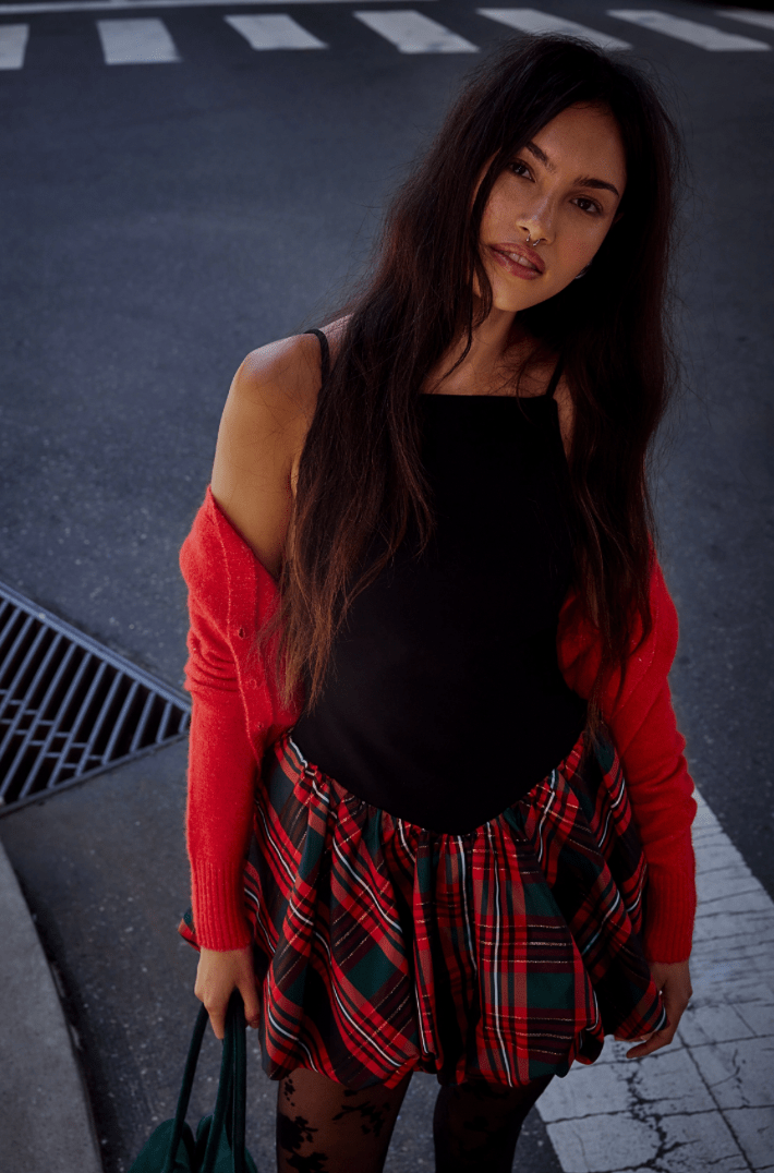 Free People Tinsel Kiss Plaid Mini Dress - Flea Boutiques