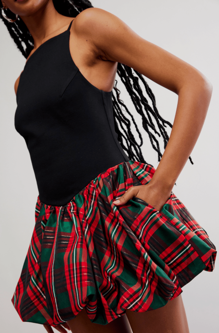 Free People Tinsel Kiss Plaid Mini Dress - Flea Boutiques