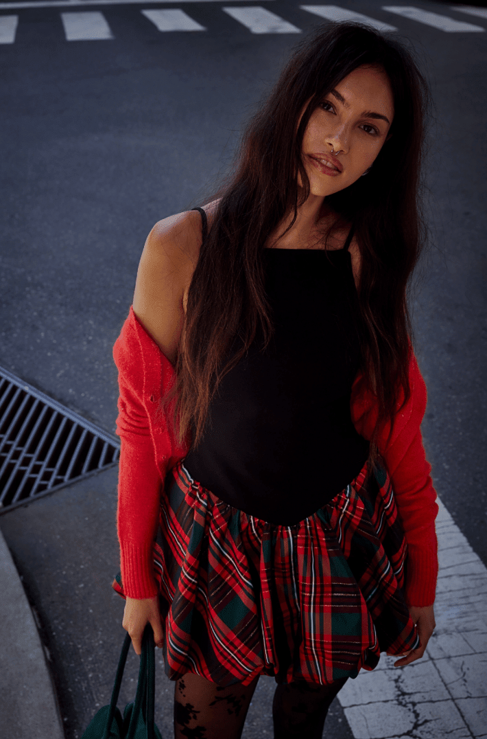 Free People Tinsel Kiss Plaid Mini Dress - Flea Boutiques